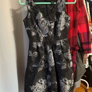 White House Black Market Black and Silver Mini Dress